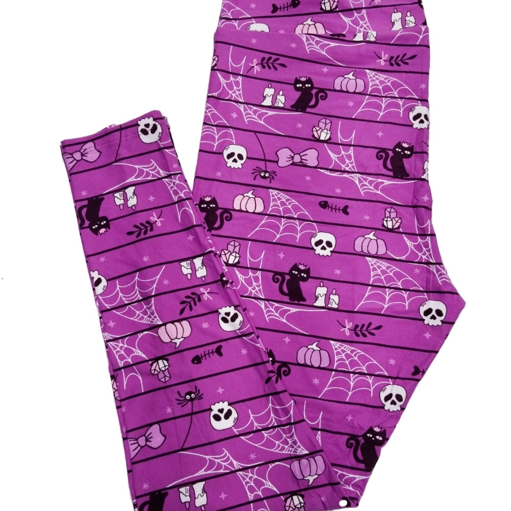 NEW Pink Cat & Skull TC2 LuLaRoe Leggings spider web pumpkin halloween kitty